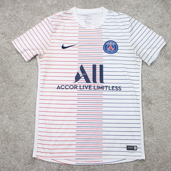 Nike x Paris Saint-Germain Shirt Mens Medium White PSG Pre-Match Training Jersey - Picture 1 of 14